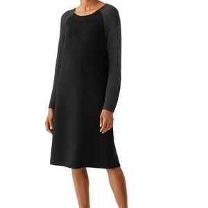 ⚫️EILEEN FISHER COLORBLOCK KNIT SCOOPNECK MIDI DRESS⚫️
